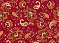 Sienna-Orange,Tan,Coral Paisly Flower  On Wine
