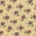 Old Fashioned Calicoes-Green Coral Floral On Wheat